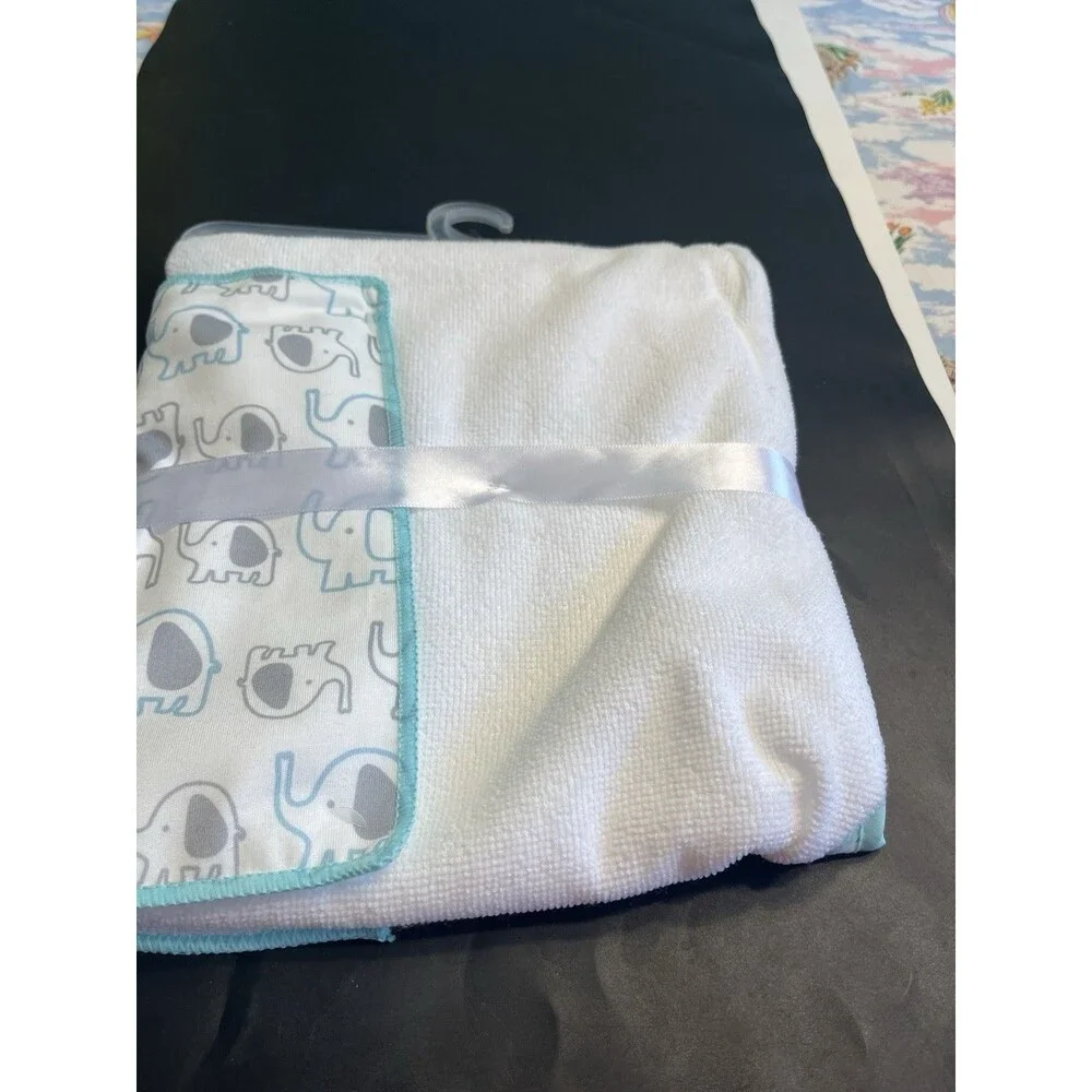 2pc New Born Loved Elephant Hooded Baby Bath Towel Washcloth Set Shower Gift